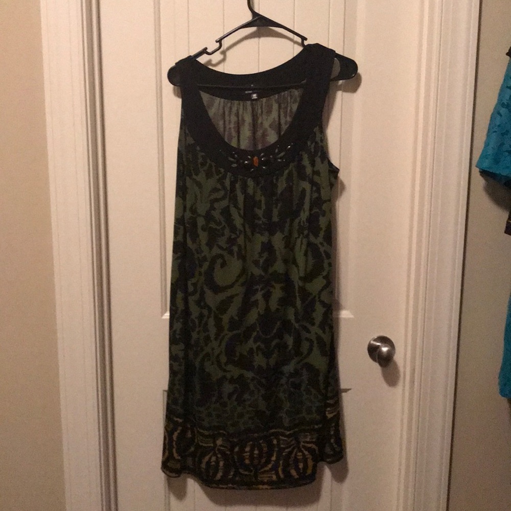 Multi color olive and black mini sleeveless Dress